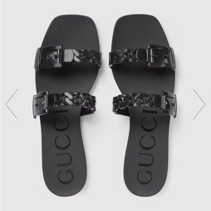 Gucci Black Braided Jelly Sandals